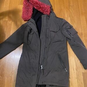 S13 used dark olive coat with faux pink fur